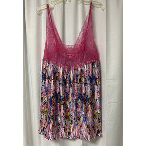 Victorias Secret M Pink Lace Pleated Floral Babydoll Nightie Mary Katrantzou